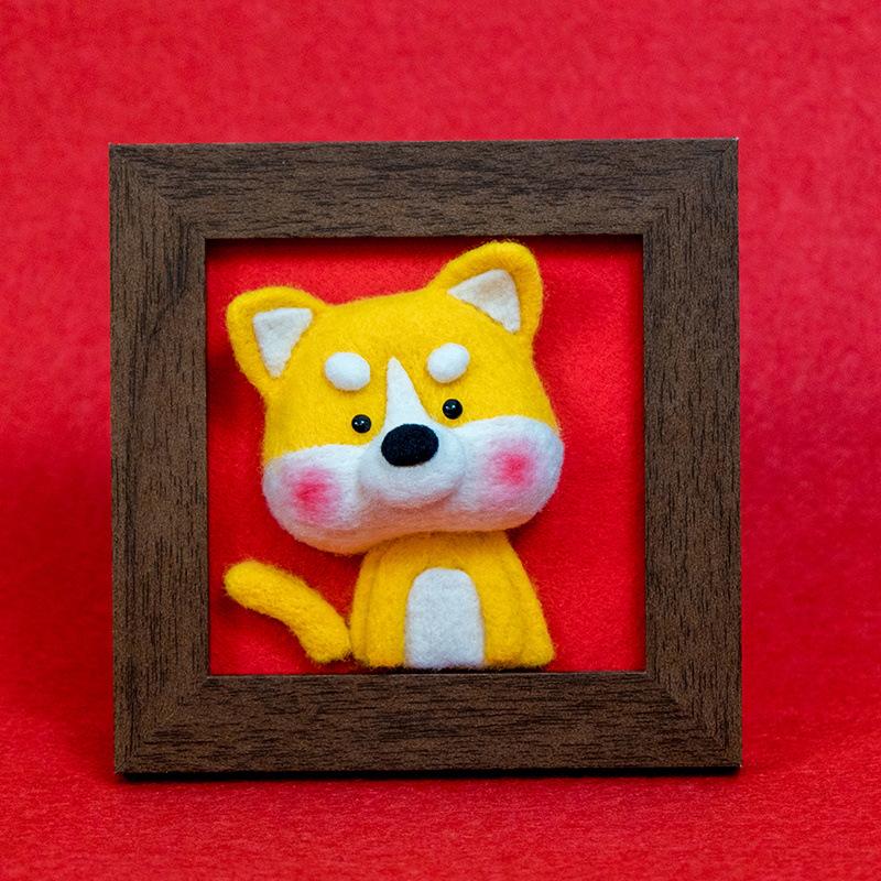 Xianci Year of the Horse Zodiac Wool Felt Needle Felting DIY Photo Frame Gift Set