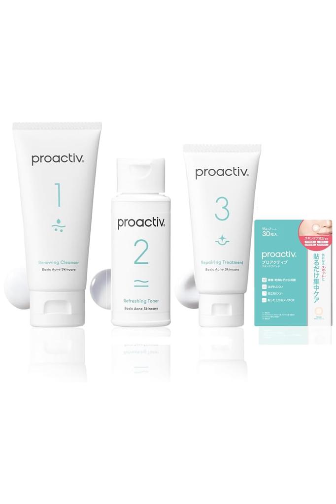 Proactiv Set Skin Care Patches 1 Medicated Facial Cleanser 1 Medicated Lotion and 1 Medicated Cream Medicated Acne Adolescent and Acne Scar 3-Step