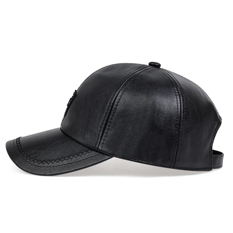 Unisex M Label Leather Baseball Caps Adjustable Casual Hats Spring and Autumn Outdoor Sunscreen Hat