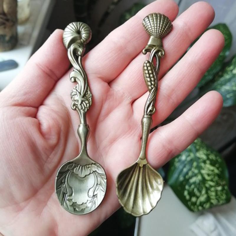 5Pcs/Set Retro Coffee Spoons Stainless Steel Spoon Gift Spoon Vintage Coffee Set