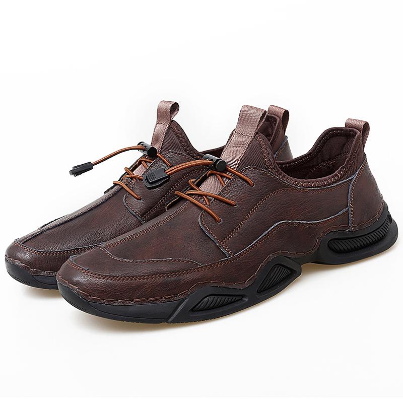 

Новые мужские качественные большие размеры из натуральной кожи для спорта на открытом воздухе, отдыха и развлечений, нескользящие, прочные, удобные туфли Lefu 46 коричневый