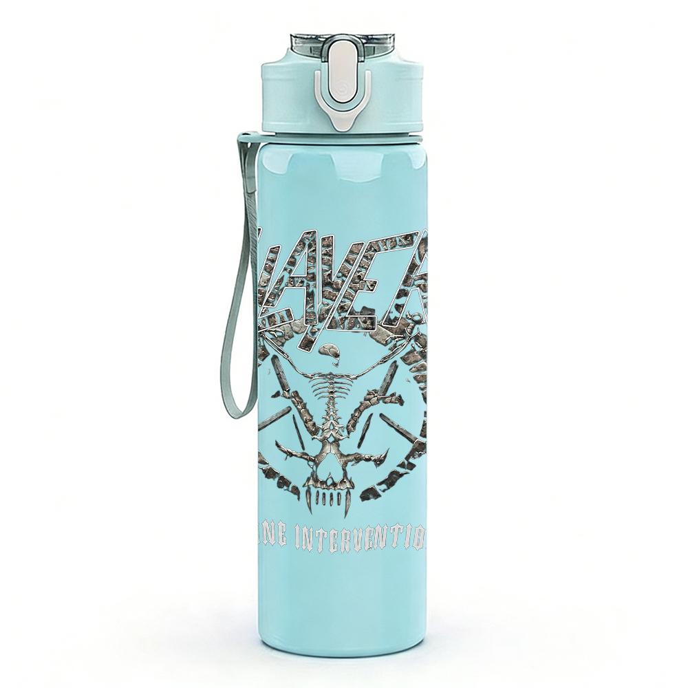 1PC Demon Horn Ornate Minimalist Print 750ml Portable Sports Water Bottle Leakproof Gym Outdoor Travel Drink Cup