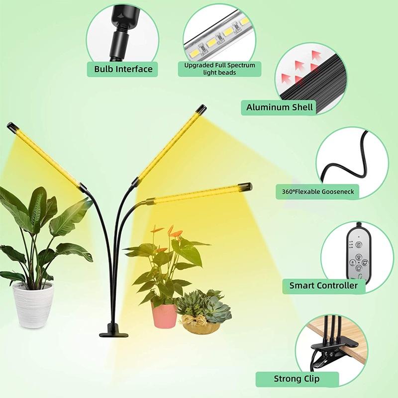 Full Spectrum Multi-Head LED Grow Light Clip Light USB DC 5V For Plants Sunshine Light LED Plant Lamps Waterproof