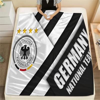 1 Pieza Manta de Franela con Estampado de la Selección Nacional de Fútbol de Alemania, Alta Calidad para Todas las Estaciones, Decoración del Hogar, Calidez y Comodidad, Perfecta para Regalos de Navidad