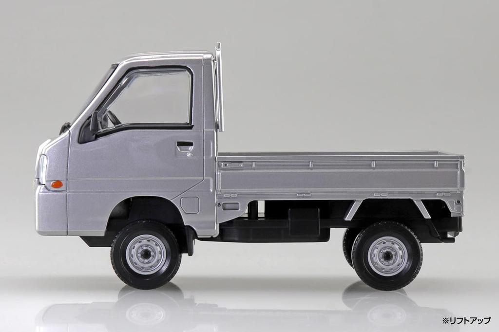 Aoshima Bunka Kyozai Scale Rakupla Snap Kit Subaru Sambar Truck Sterling Silver Metallic Plastic Model Kit 1/32 No.05-SS Pre-Colored (Automobile)