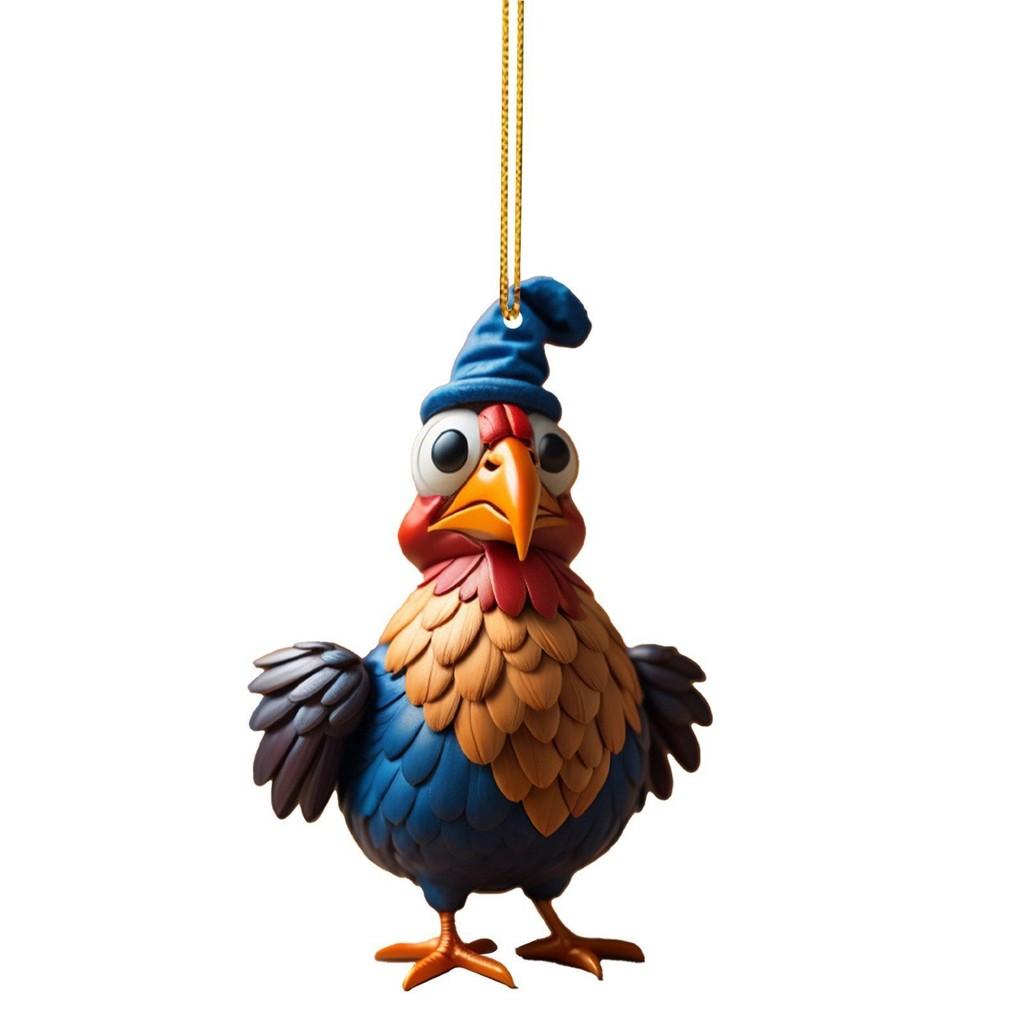 Turkey Cartoon Adorable Acrylic Car Ornament For Joyful Holiday Decor Tree