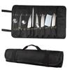 Chef Tool Roll Bag Oxford Cloth Portable Fork Tool Case Holder Pouch with Handle for Culinary Traveling Black