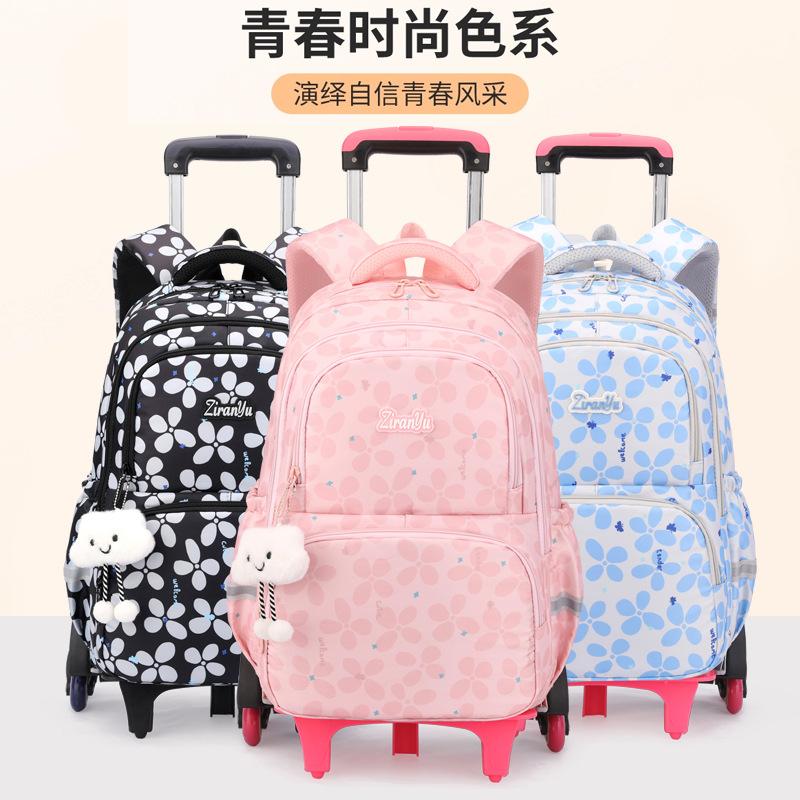 Set Zaino Scolastico Zaino con Ruote per Ragazze Studenti Zaino Trolley con Ruote Borsa Scolastica con Ruote Bagaglio da Viaggio Zaino per Libri