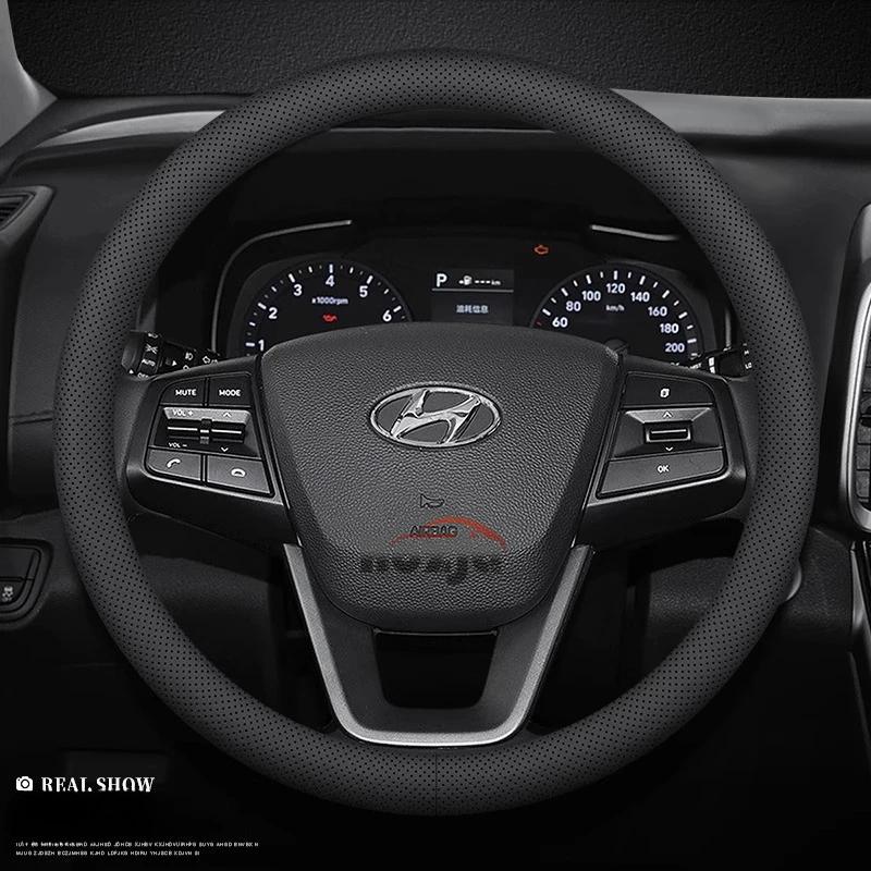 Auto Lederlenkradabdeckung für Hyundai i20 i30 Elantra KONA N Line 2013 - 2019 2020 2021 2022 2023 2024 2025 Zubehör