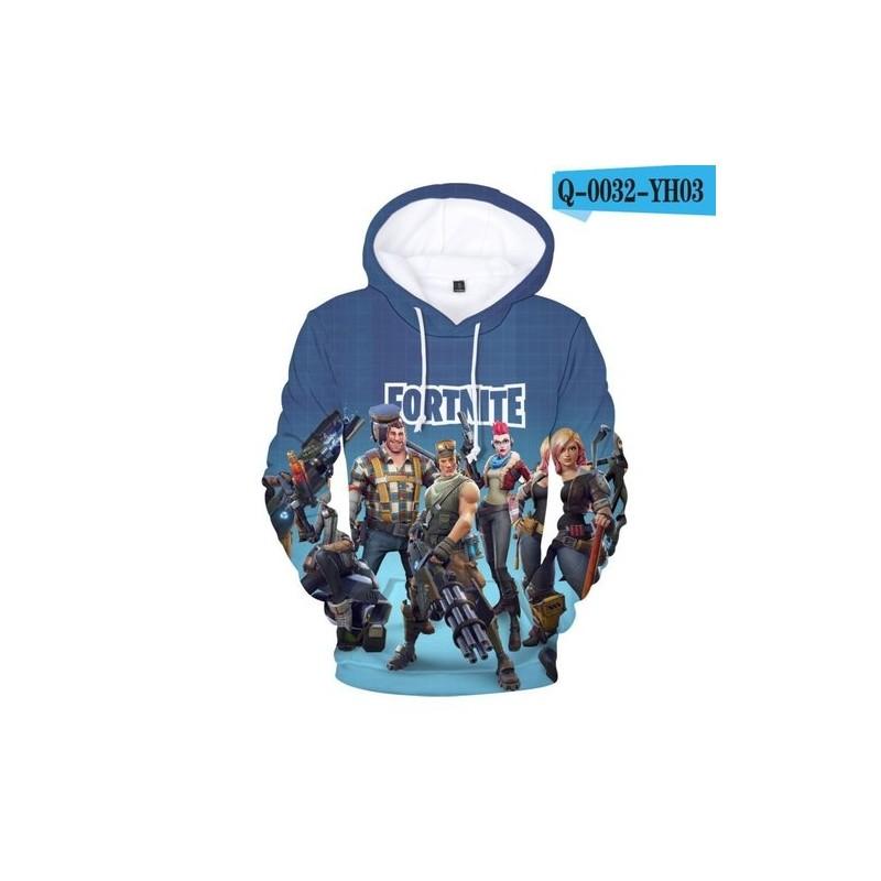 Fortnite Battle 3d Printed Hoodie Jacket Sweatshirt Spandex Material Round Neck Hip Hop Style