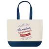 Tote Bag - PLANETEE - World's Best Receptionist - Blue Background - Cotton 40x45 Cm - Large Size