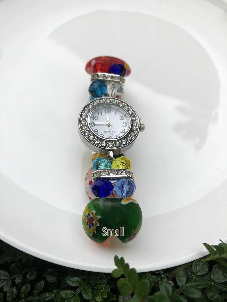 Braccialetto Fiore in Vetro Millefiori Colorato - Gioiello Statement di Grandi Dimensioni