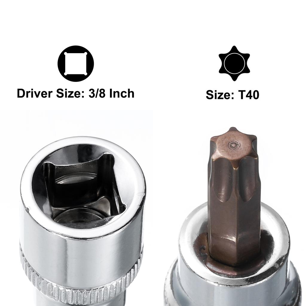 2/3/4/5pcs T8 T20 T25 T27 T30 T40 T50 Torx Bit Socket 1/4" 3/8" Drive S2 Steel Bits CR-V Sockets 38/48mm Length Use with Ratchet