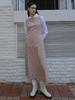 ETDEMAIN Sleeveless Boat Neck Slit Long Dress - Light Pink