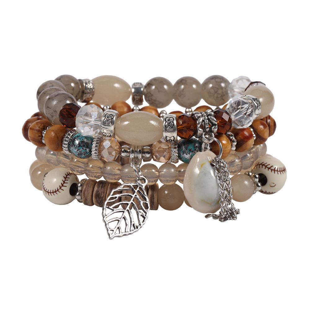 Браслет из бусин «Радужный лист» на Хайнаньской Санье, имитация ракушки, треснувший камень светло-коричневого