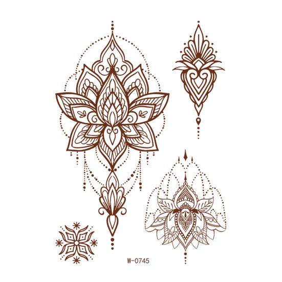 Henna Tattoo Stickers, Red Brown Waterproof Lace Temporary Tattoos, Indian Mehndi Body Art for Women Girls, Festival Makeup
