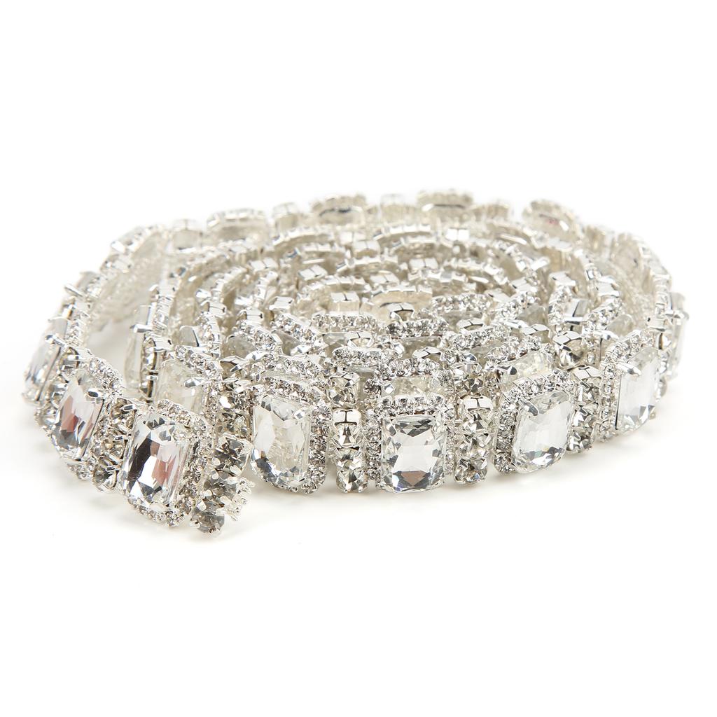 Rhinestone Trim Hand Crafted Adjustable Length Transparent Strong 1 Yard 1.8cm Wide Rhinestone Chain for Clothing