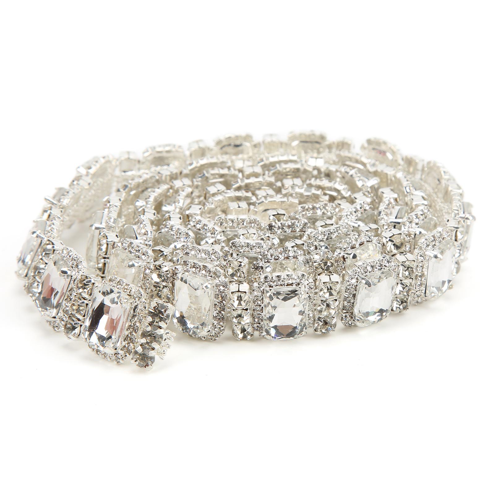 Rhinestone Trim Hand Crafted Adjustable Length Transparent Strong 1 Yard 1.8cm Wide Rhinestone Chain for Clothing