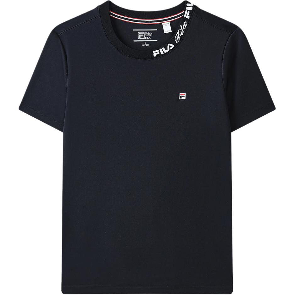 

FILA Round Neck Pullover Breathable Letter Knit Short Sleeve T-Shirt Women T-Shirts Black F51W421103BNV M