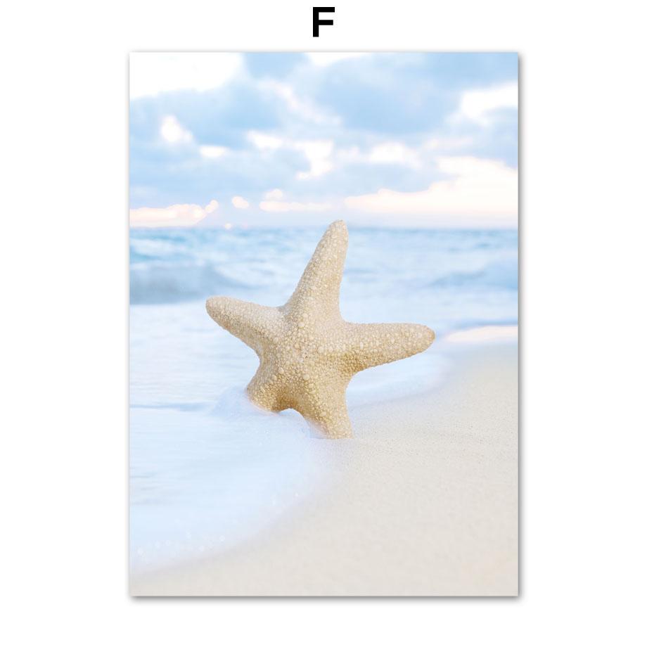 Summer Sea Ocean Beach Landscape Nature Wall Art Canvas - Modern Simple Nordic Style Bedroom Poster Print