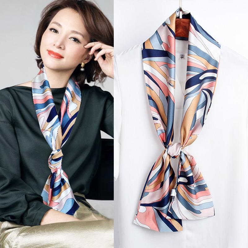Long Small Silk Scarf Women's New Autumn and Winter High-end Temperament Scarf Mother with Shirt Neck Protection Scarf