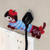 Acrylic Plug Card Slot Storage Hook 3 Hooks Dopamine Dachshund Toothbrush Holder Easy To Install Multi-purpose Door Hanger Hook