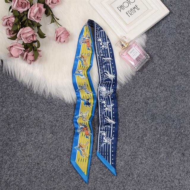 Luxury Horse Cloak Brand Scarf Fashion Design 100% Silk Scarf Women Headwear Skinny Bag Hair Scarves Neckerchief