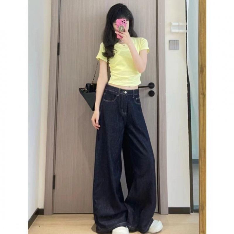Plus Size Women’s High Waist Retro Wide-Leg Jeans - Autumn Relaxed Fit