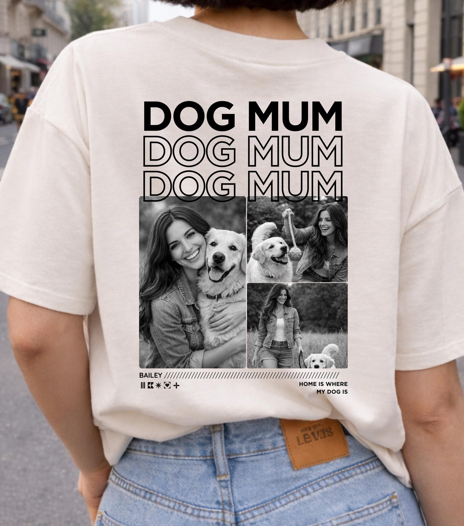 Personalized Dog Mom T-Shirt with your own photos – Custom Dog Photo T-Shirt – Gift for dog moms – Pet Lover Shirt L