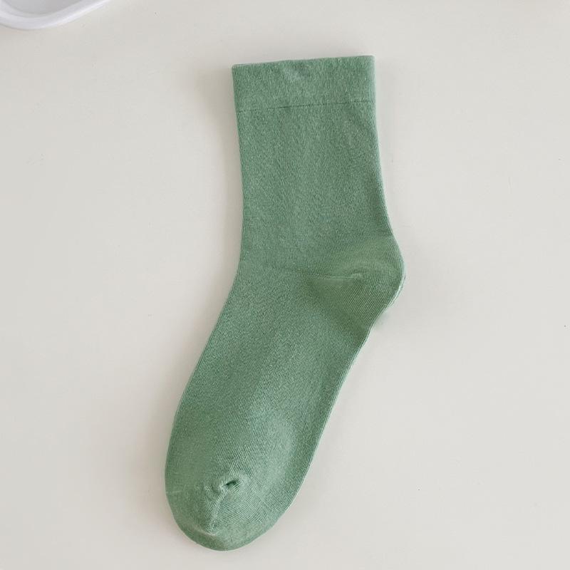 Women's Solid Color Mid-Calf Cotton Socks - Sweat-Absorbent, Breathable & Loose Fit, Ideal for Spring & Autumn