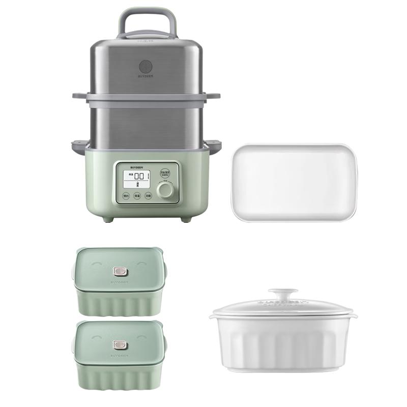 

Buydeem G5541 Multi-functional Electric Steamer & Stew Pot CN plug (adapter included) Family Set + 18cm Piggy Box