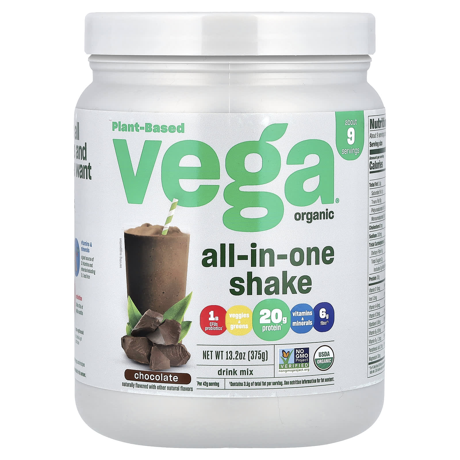 

One, All-in-One Shake, Chocolate, 13.2 Oz (375 G)