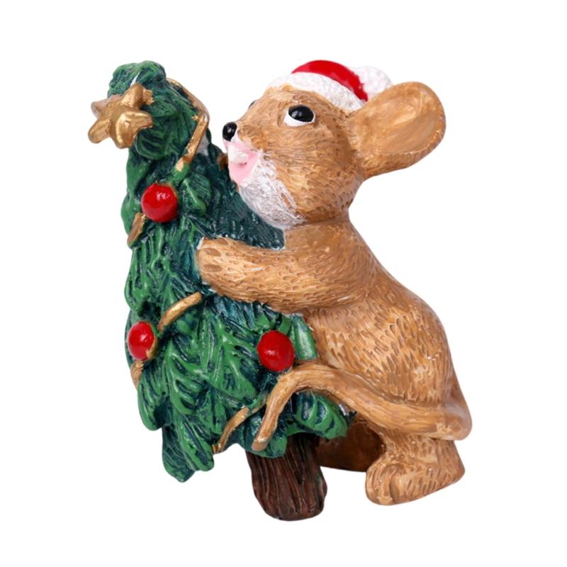 Charm Mouse Resin Decoration Mouse Sculpture for Adding Festival Touch to Home or Office Miniature Christmas Models
