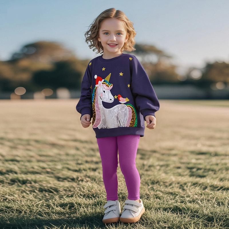 

Children Clothing Autumn Girls Casual Suit Cartoon Sportswear Sweatshirt + Legging Pants Two-piece Set 2Y темно-синього кольору