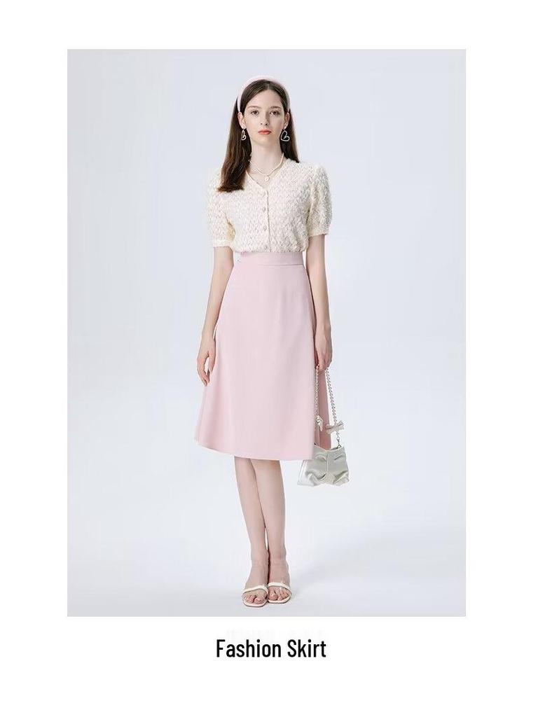 2024 Summer High Waist A-Line Midi Skirt: Ladylike, Slimming & Chic