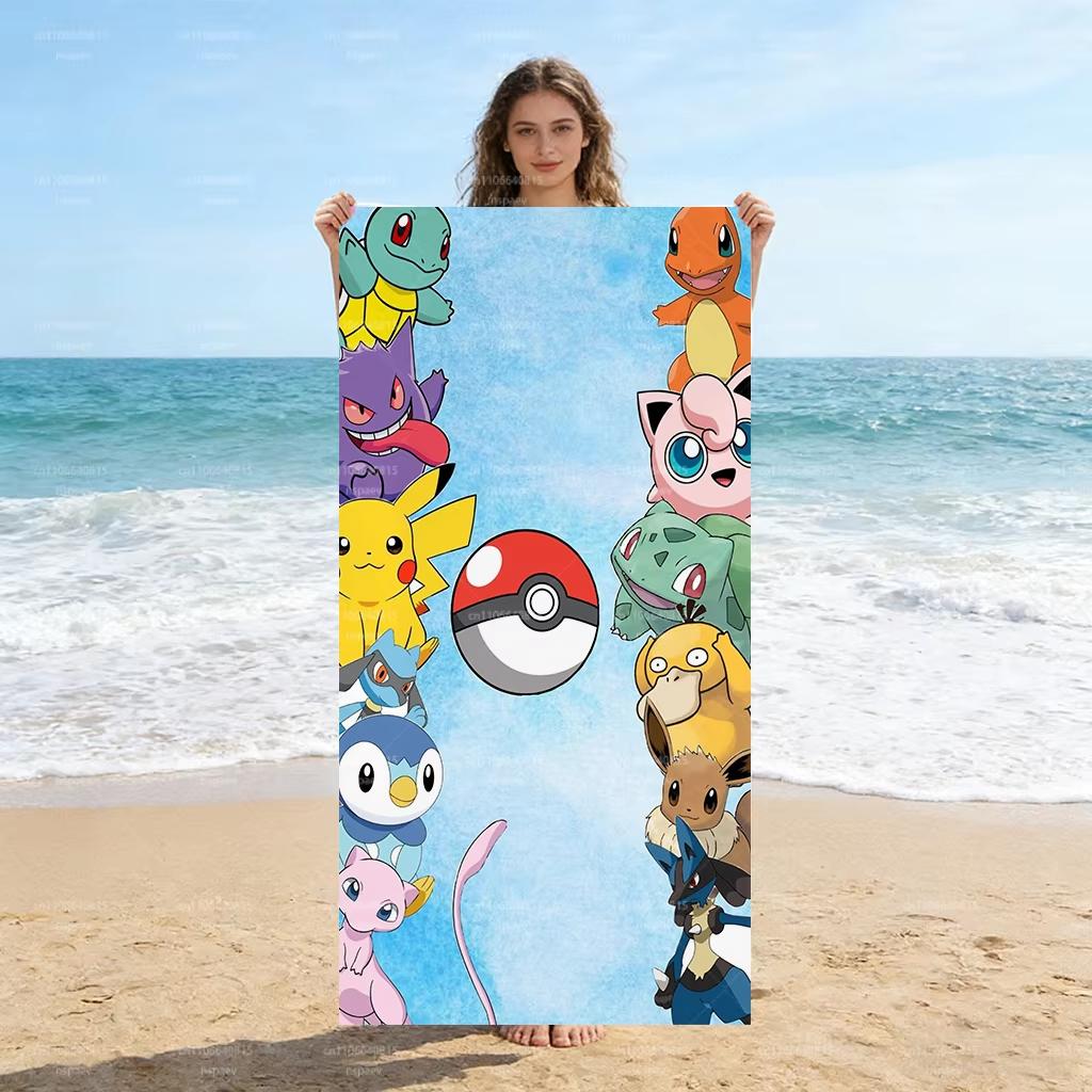 Pokemon All-Star Group Beach Towel, Premium Microfiber Absorbent Quick Dry,Oversized Sand Free for Beach Pool Travel, Bath Towel
