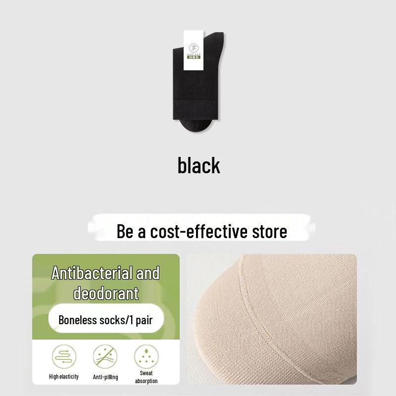 

Мужские носки до середины икры без косточки - Чистый хлопок, Антибактериальные, Устраняющие запах, Влагоотводящие; Идеально для весенней, осенней и зимней деловой одежды. One Size чёрный