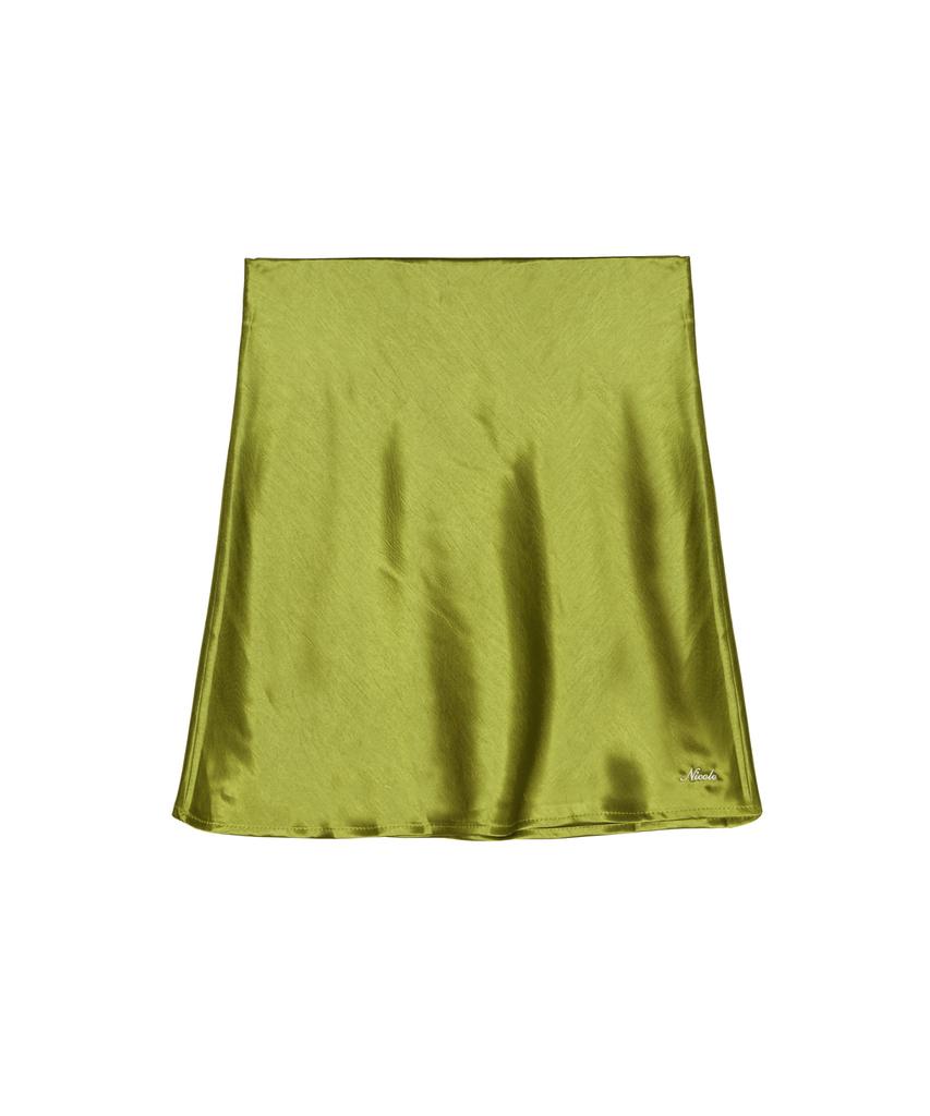 Nigaennikol Satin Flare Midi Skirt_Olive