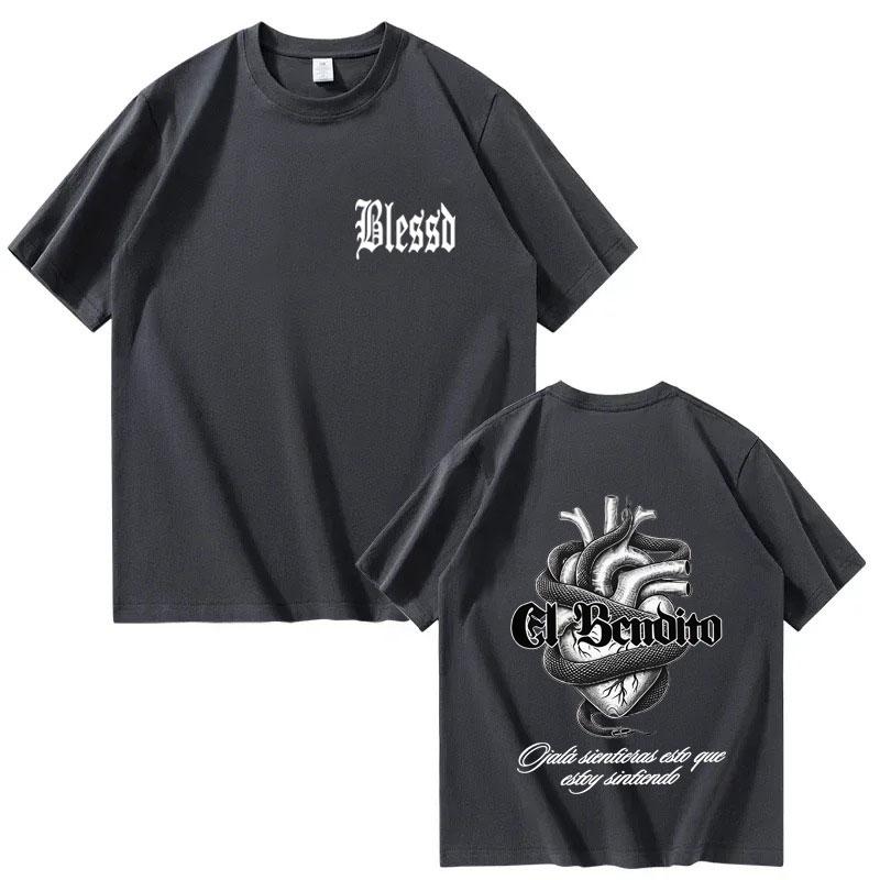 2025 Pop Rapper Blessing Harajuku Graphic High-quality T-shirt Fashion 2025 Summer Pure Cotton 100% Printed Loose T-shirt