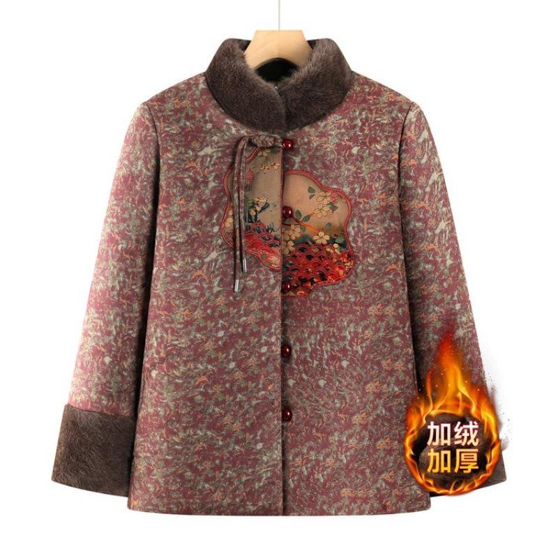 Winter padded jacket femininity top padded jacket old lady velvet thickened jacket