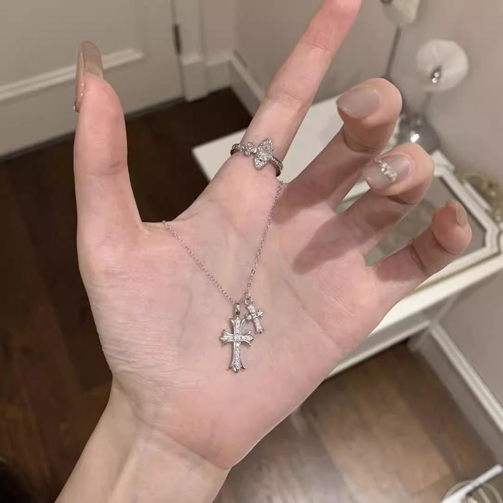 New 925 Sterling Silver Cross Necklace Simple Style Geometric Style Woman Pendant Choker Birthday Gift Exquisite Jewelry