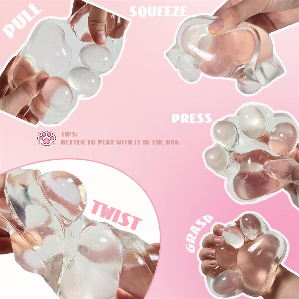 Handmade Large Cat Paw Taba Squishy Toys Clear Fufu Squishy Sensory Fidget Toys Kids Adult Anxiety Relaxation Squeeze Gift