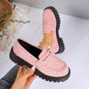 Women's British Style Loafers, Thick Sole Slip-On Retro Shoes, Chunky Heel Plus Size Fall Casual Footwear
