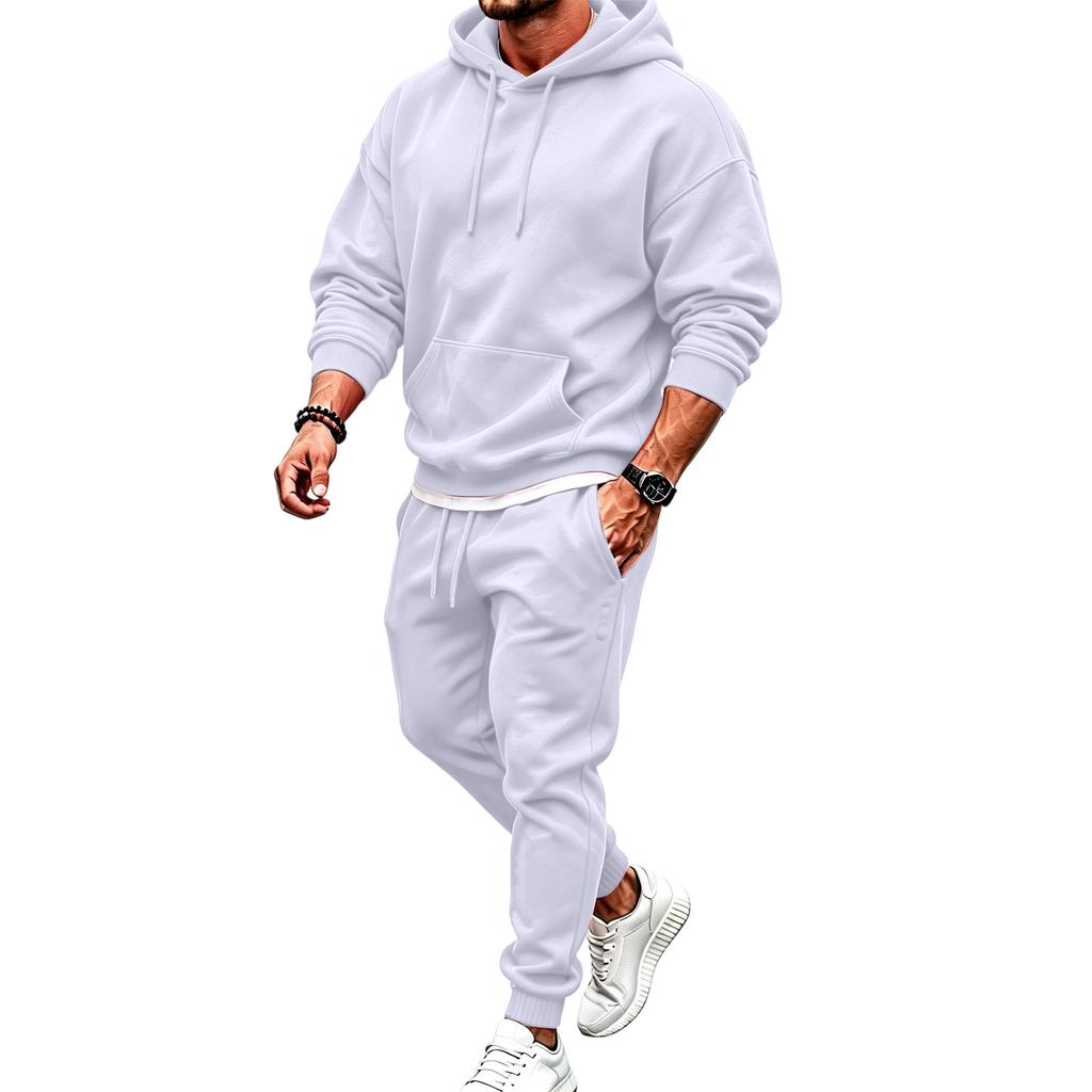 Conjunto de Moletom Unissex com Capuz e Calça Jogger de 2 Peças para Homens e Mulheres