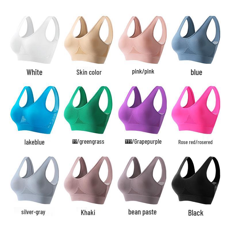 Breathable Wireless Sports Bra for Small Bust - Full Cup, Large Size, Ideal for Fitness, Running, and Yoga.