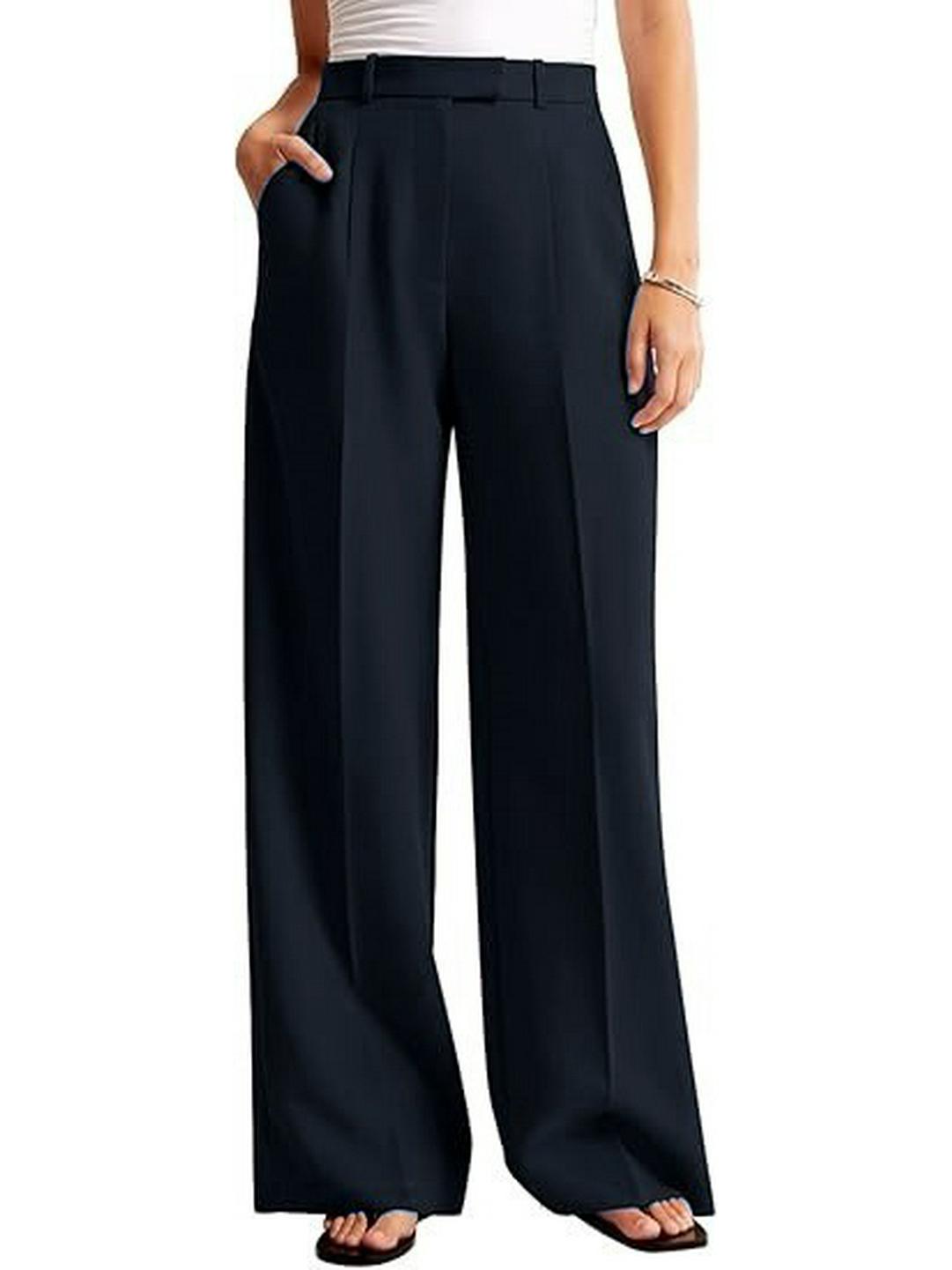 

2026 High-Waisted Drapey Solid Wide-Leg Pants: European & American Casual Straight Business Suit Trousers Large