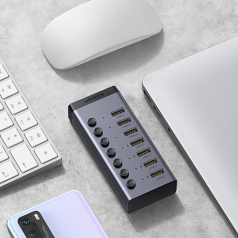 Ugreen 7-Port USB-C Hub with Power Delivery & Slate Gray Finish (CM481)