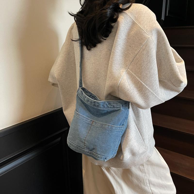 Denim Bag Women's Shoulder Bag Bucket Bag Large Capacity Crossbody Bag