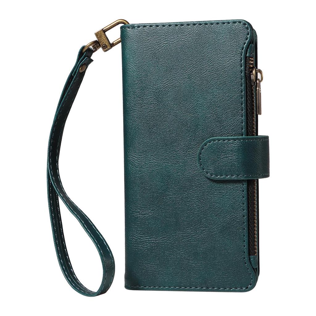 iPhone 18 PRO MAX Leather Grain Case with 9-Card Zipper Wallet Style, Apple 17E Protective Cover KT