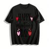 Happy Valentine's Day Heart Print Casual Short Sleeve T-Shirt Pure Cotton T-shirt